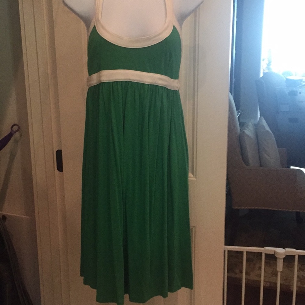 Green and white dress with built in bra